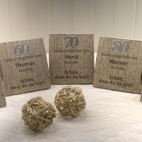 Gastgeschenk "Kleines GOODIE" zum Geburtstag, Leinenoptik, Schön dass du da bist, zum kleinen Preis! Design 902 OHNE Rocher Kugeln!!