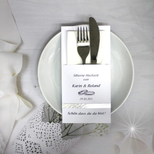 Bestecktasche zur "Silbernen Hochzeit" personalisiert, Design 7150