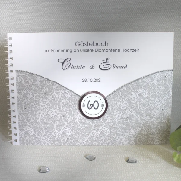 Gästebuch zur Diamantenen Hochzeit "Zahl 60" zum kleinen Preis Design 12512