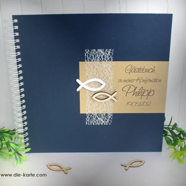 Gästebuch zur Konfirmation, Kommunion, Firmung oder Taufe passend zur Einladung Design GÄK02