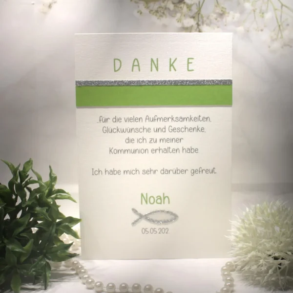 Bastelset DIY "grün" Danksagungskarte incl. Text zur Konfirmation, Kommunion oder Taufe Design K18