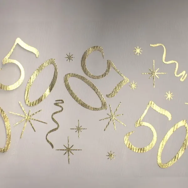 Tischläufer „Zahl 50 Gold“ Edle Tischdekoration zur Goldenen Hochzeit 28cm x 275cm