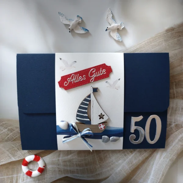 Glückwunschkarte "Maritim" auf Wunsch mit Geldgeschenke Umschlag Design 158