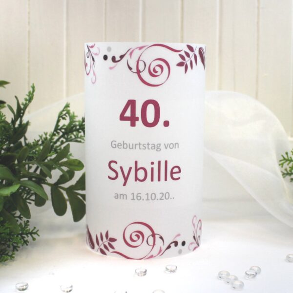 Lichthülle, Windlicht Pergament zum Geburtstag "Ornament beere" Design 420