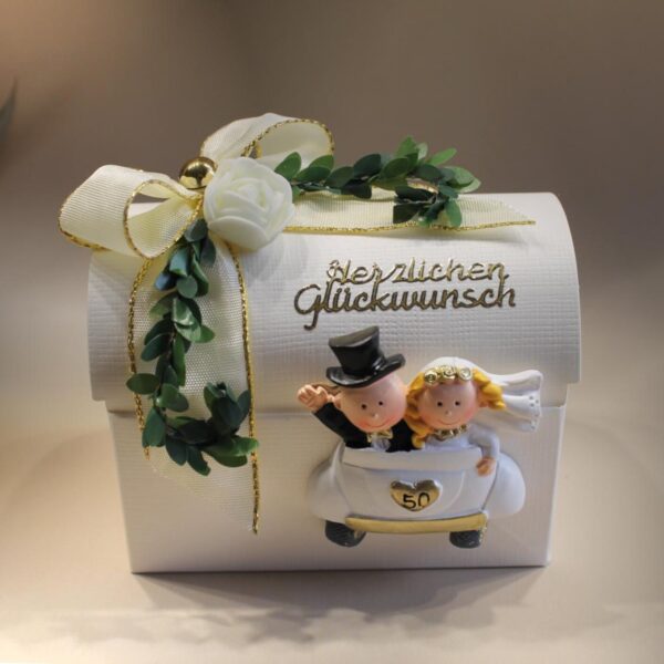 Geldgeschenk "Goldene Hochzeit " Paar im Auto zum kleinen Preis!! Design 518