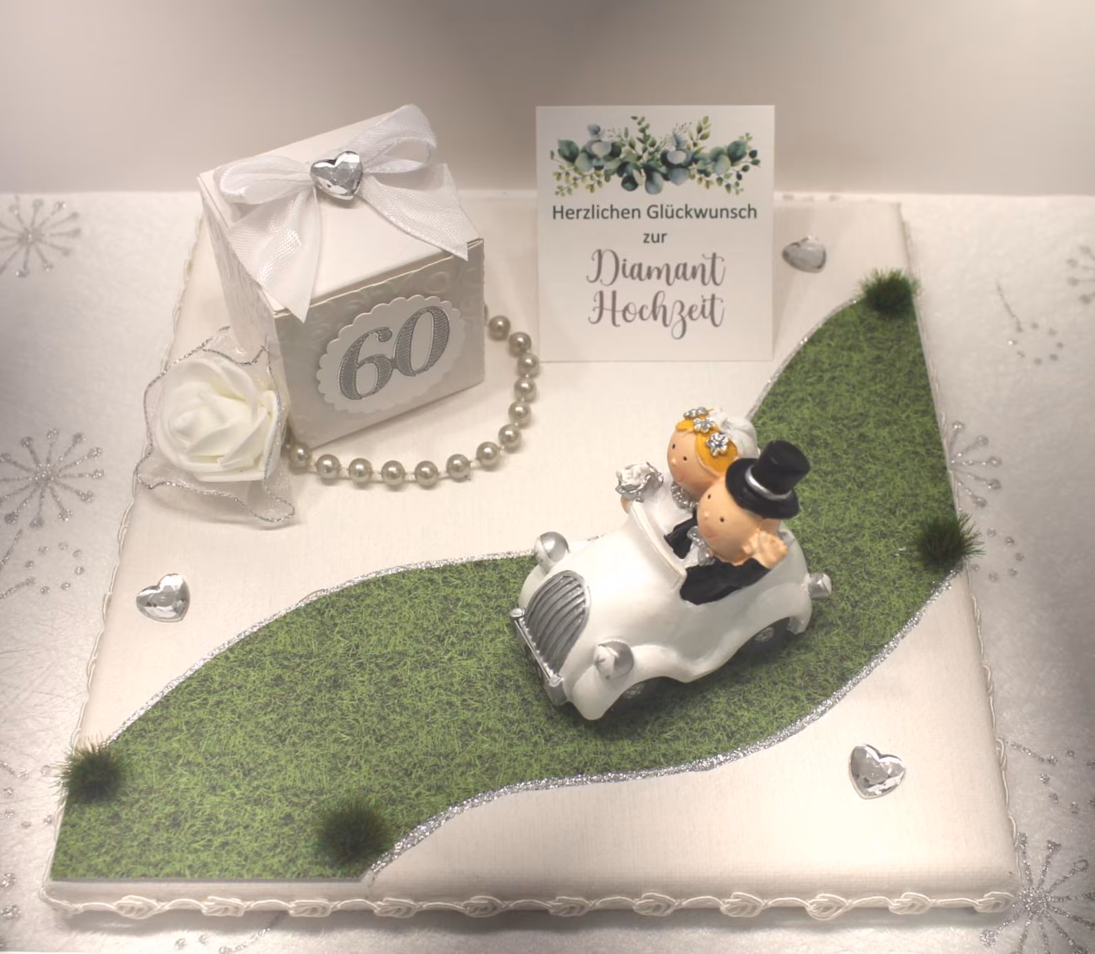 Geldgeschenk zur "Diamantenen Hochzeit" Brautpaar im Auto Design 70060 – Bild 2