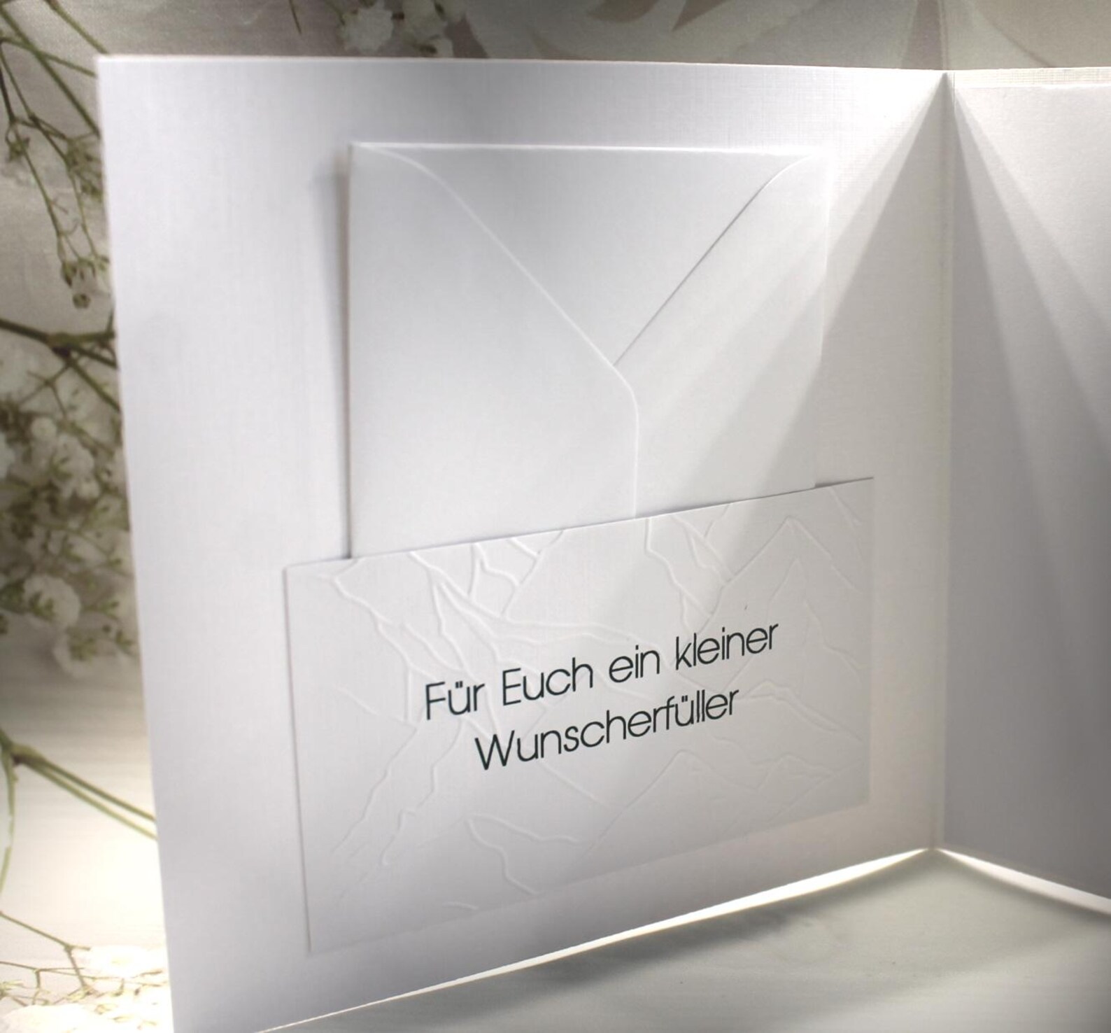 Hochzeitskarte mit Eukalyptus & „Ja“ – personalisierbar Design 121 silber – Bild 4