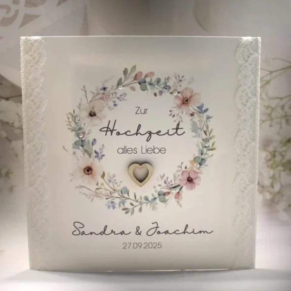 Personalisierte florale Hochzeitskarte – romantisch & handgemacht Design 124