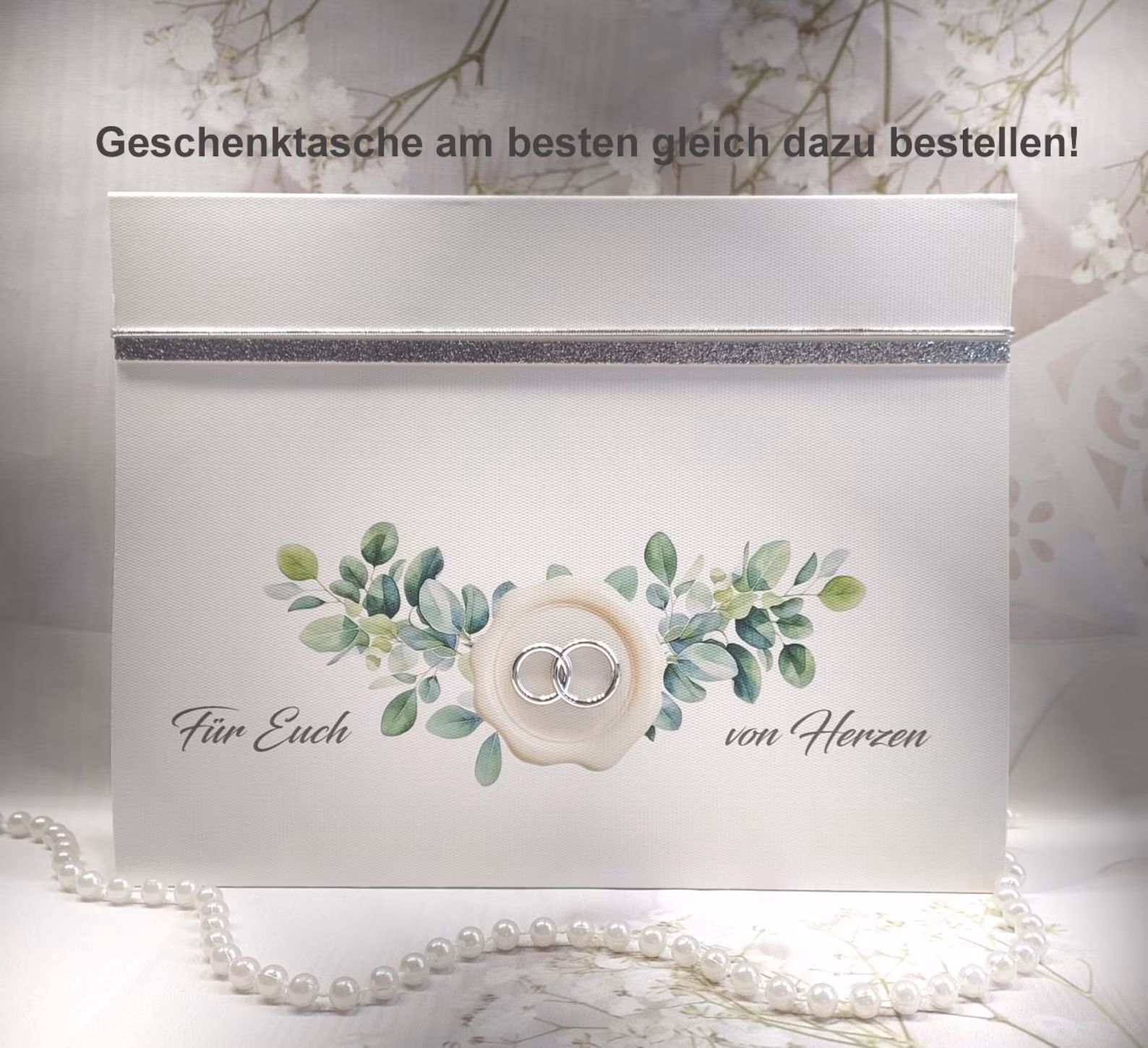 Hochzeitskarte mit Rosen & Perlen | Glückwunsch zur Hochzeit Design 166 – Bild 3