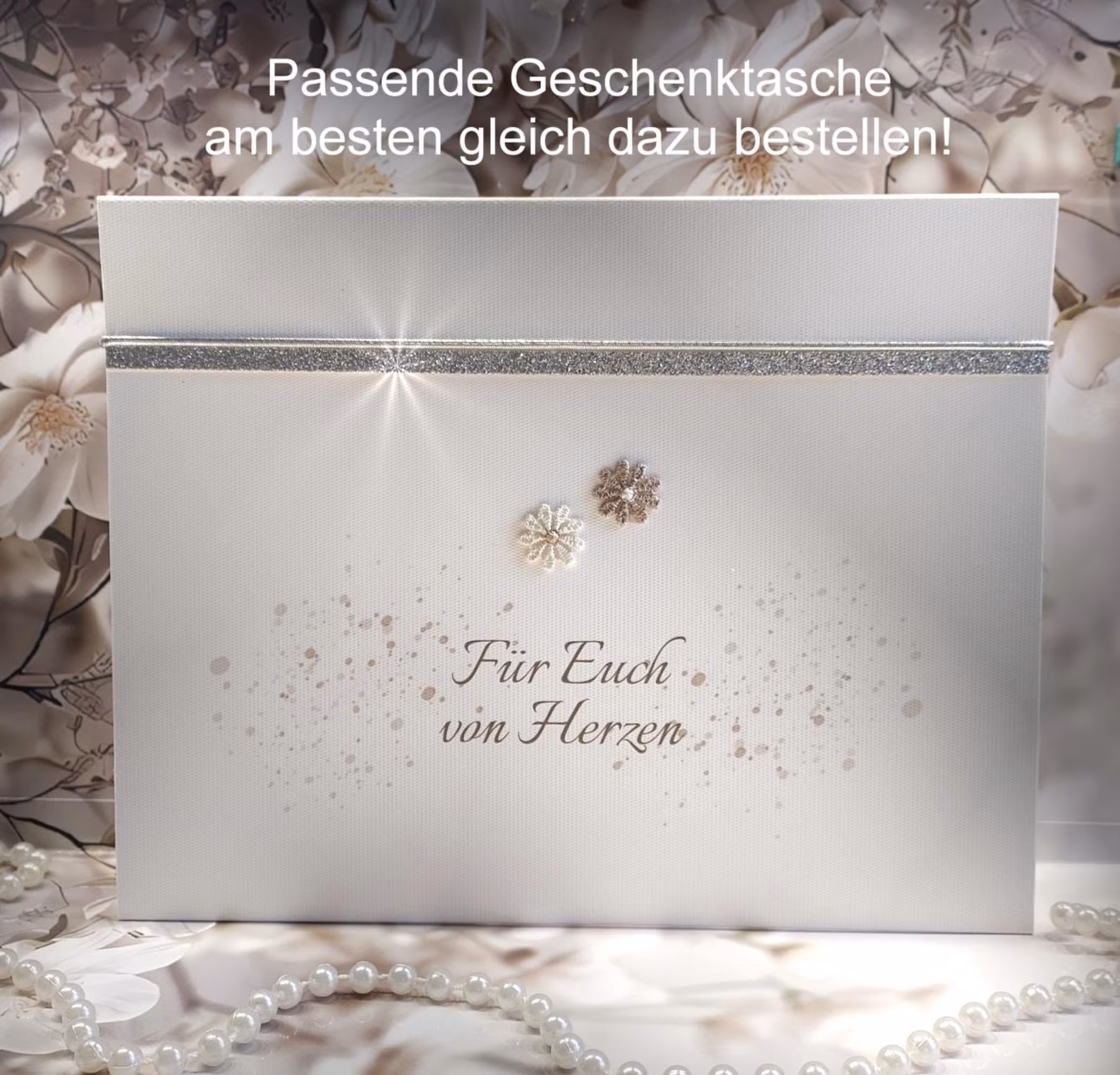 Hochzeitskarte "Ja" mit Spitze – elegante Glückwunschkarte zur Hochzeit Design 168 – Bild 2