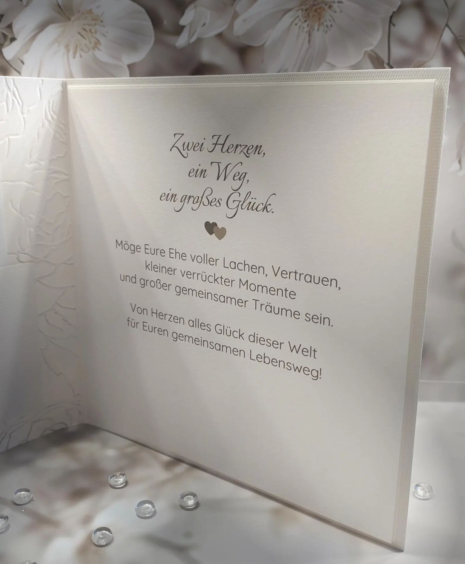Glückwunschkarte zur Hochzeit "Die Karte Exclusiv" mit handgemachten Blüten, Design 169 – Bild 5