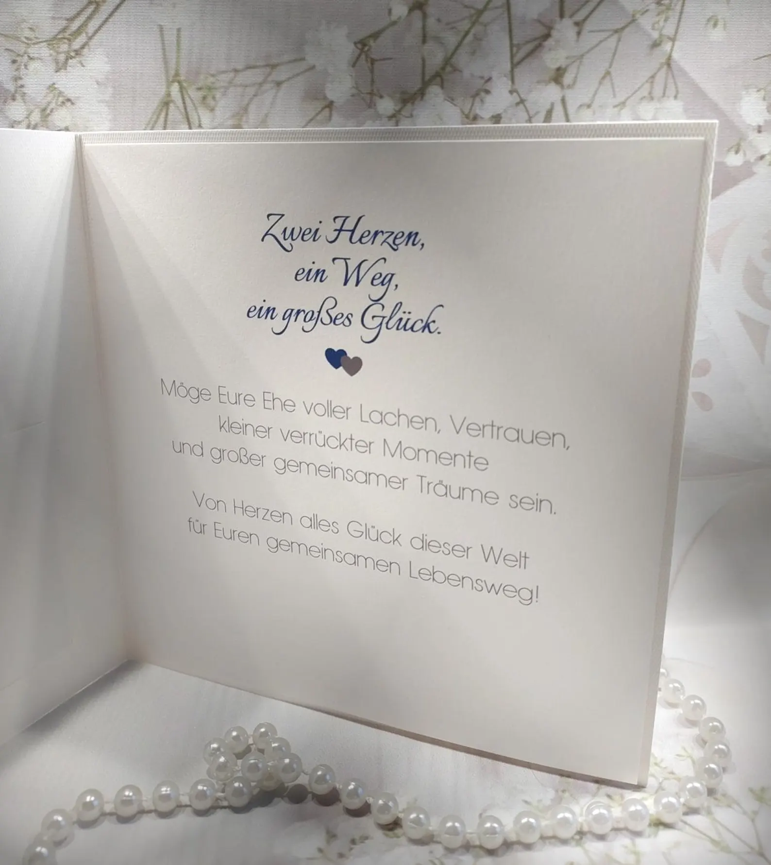 Glückwunschkarte zur Hochzeit "Blütentraum in blau creme" Design 171 – Bild 4